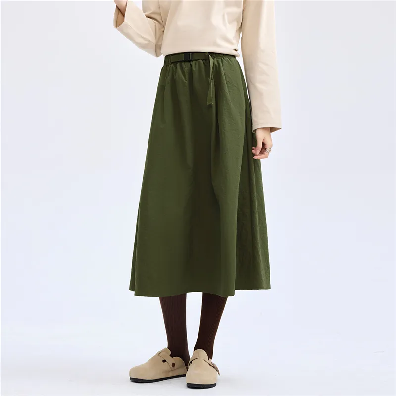 UNIQLO Casual Long Skirts Women's Army Green-2