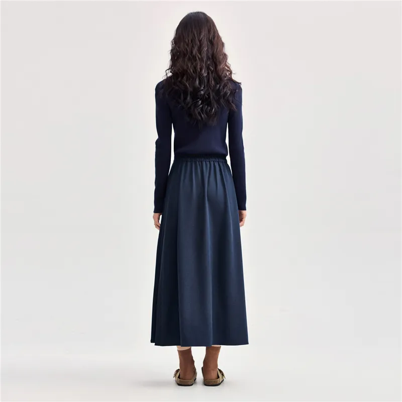 UNIQLO Casual Long Skirt Women's Floral Blue-3