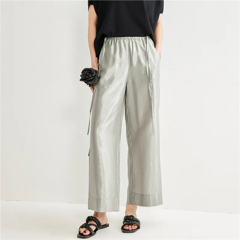 UNIQLO Casual Pants Women's Liquid Silver-3