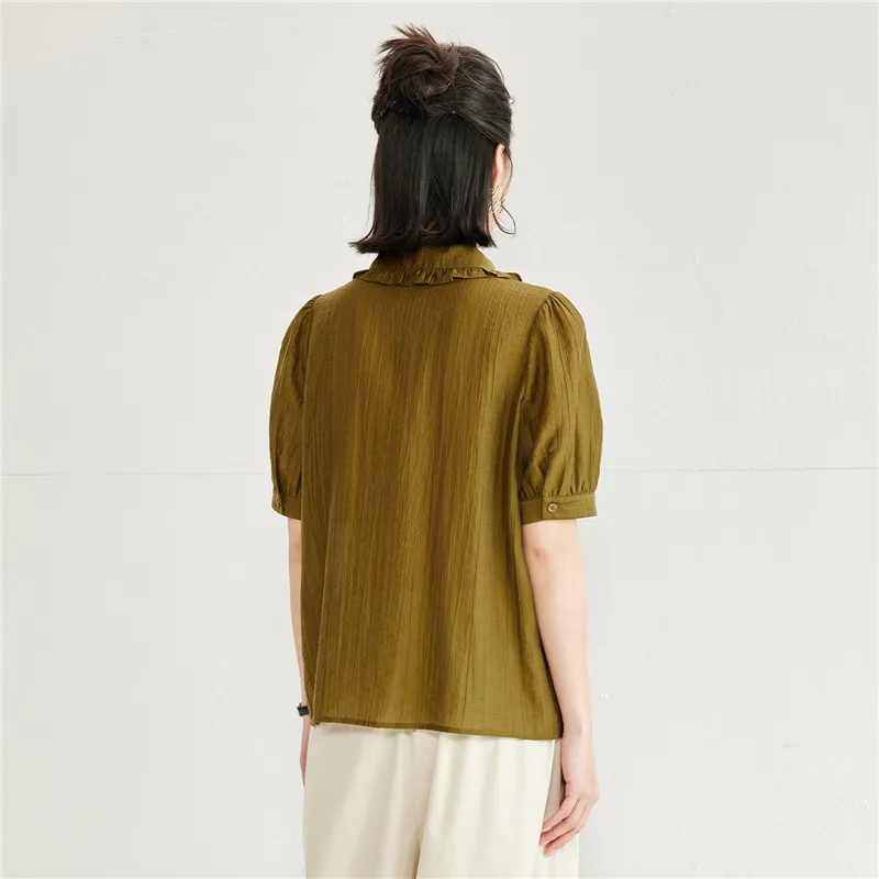 UNIQLO Shirt Women's Dark Fir Green-5