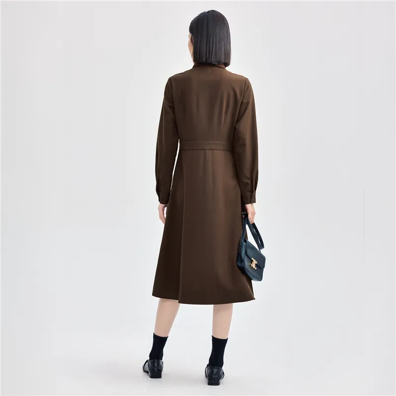 UNIQLO Long-Sleeved Dresses Women's Maroon Tan-2