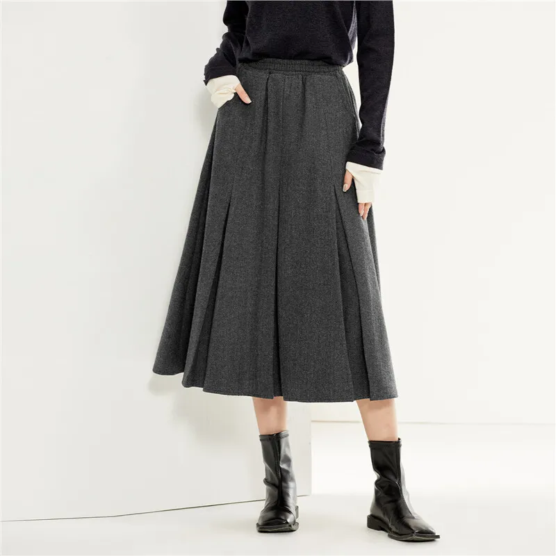 UNIQLO Casual Long Skirts Women's Heather Gray-3