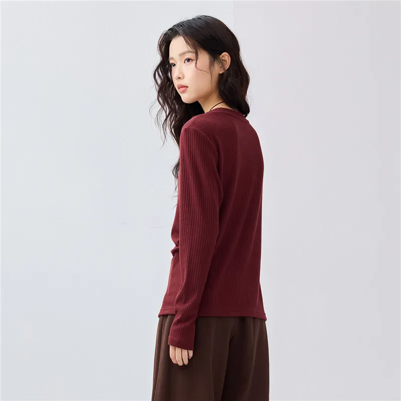 UNIQLO Drop Shoulder Sleeve T Shirt Women's Ancora Red-5