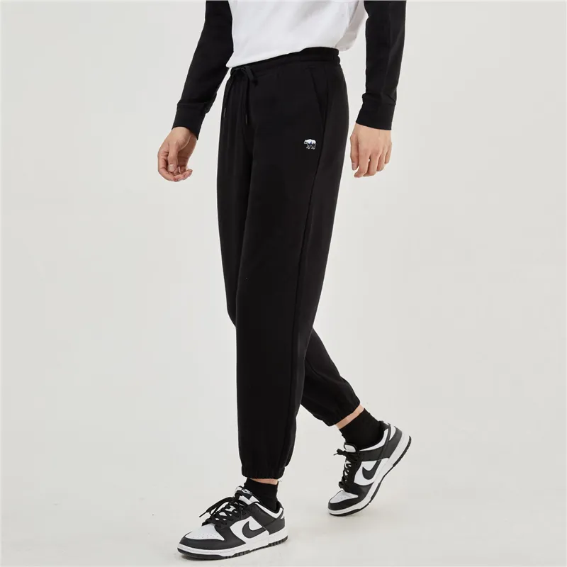 UNIQLO Knitted Sports Pants Men's Logo Black-3