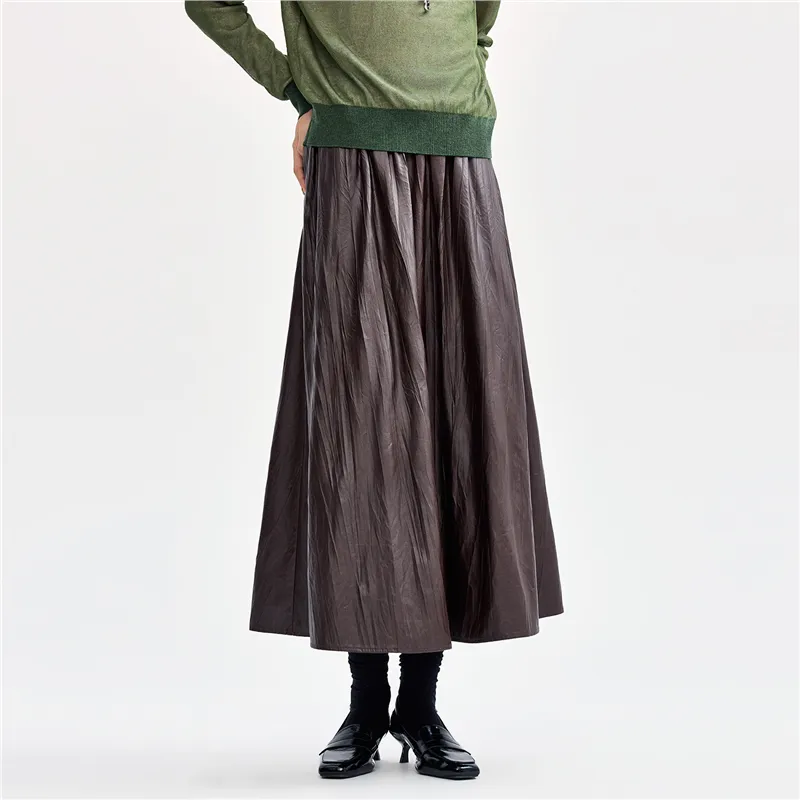 UNIQLO Casual Long Skirts Women's Tobacco Brown-2