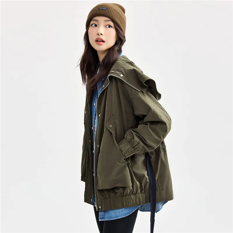 UNIQLO Trench Coat Women's Army Green-3