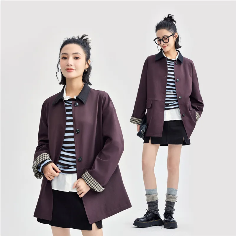 UNIQLO Trench Coat Women's Velvet Li Purple-4