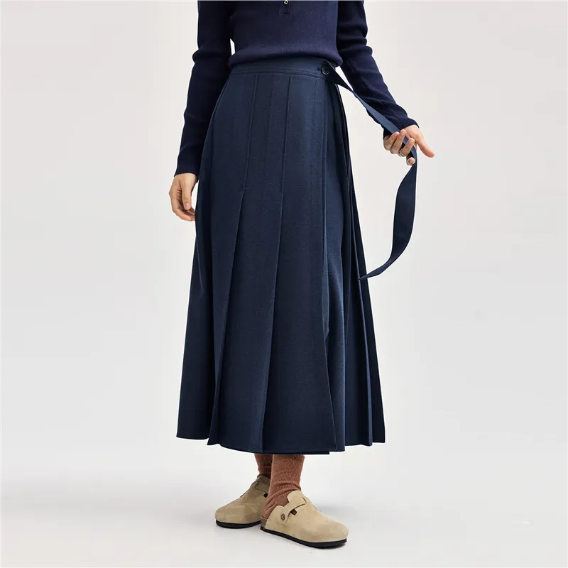 UNIQLO Casual Long Skirt Women's Floral Blue-2