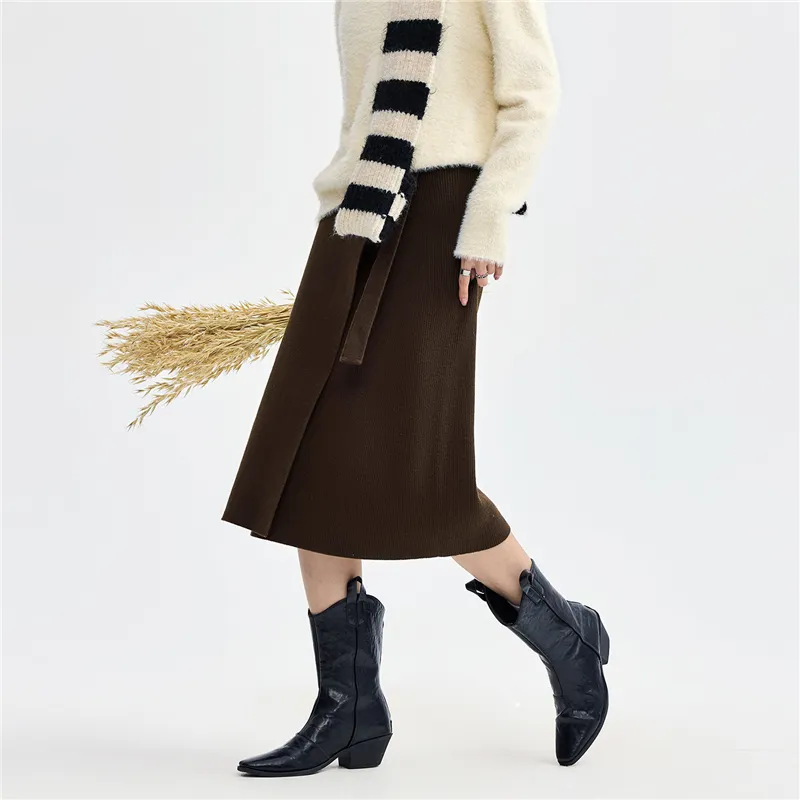 UNIQLO Casual Long Skirts Women's Dark Coffee-2