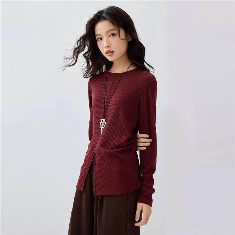 UNIQLO Drop Shoulder Sleeve T Shirt Women's Ancora Red-4