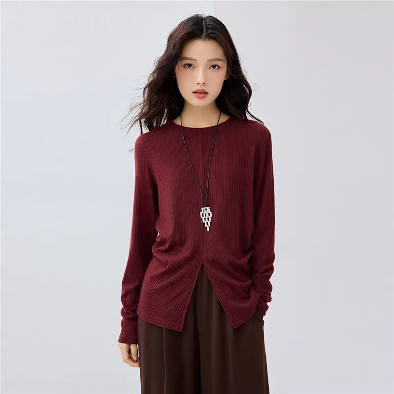 UNIQLO Drop Shoulder Sleeve T Shirt Women's Ancora Red-6