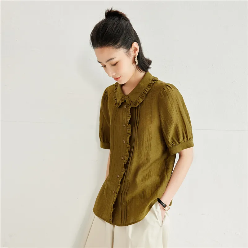 UNIQLO Shirt Women's Dark Fir Green-6