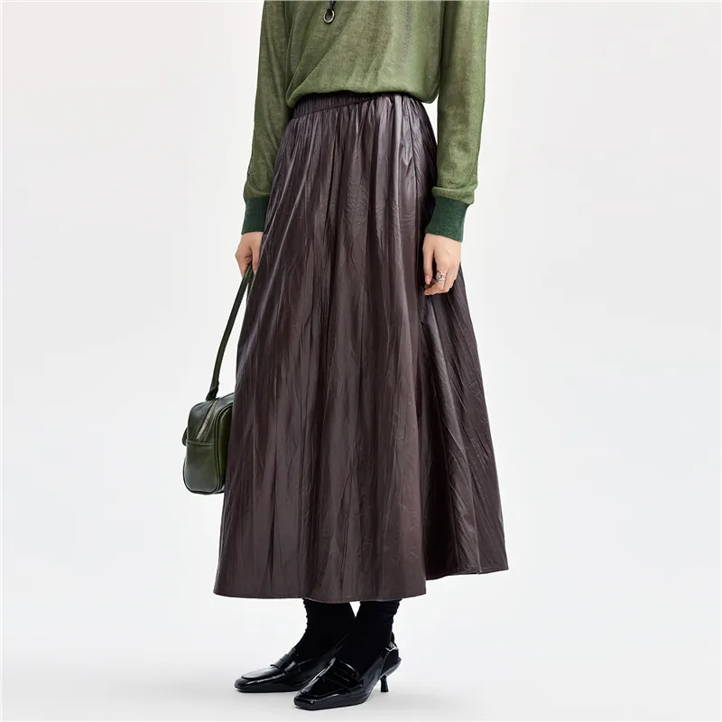 UNIQLO Casual Long Skirts Women's Tobacco Brown-4