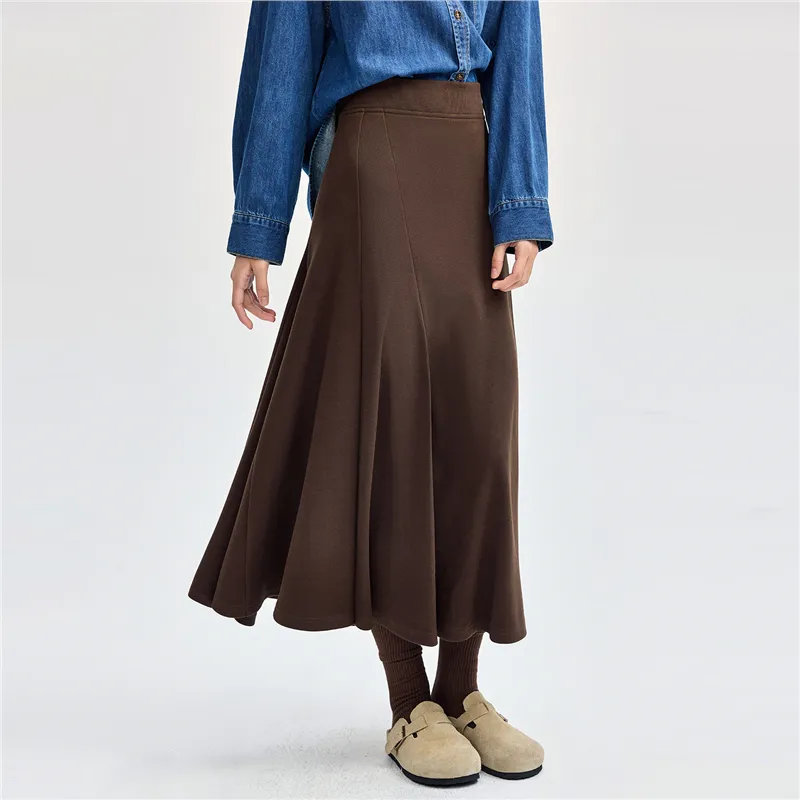 UNIQLO Casual Long Skirts Women's 87 Ebony Brown-2