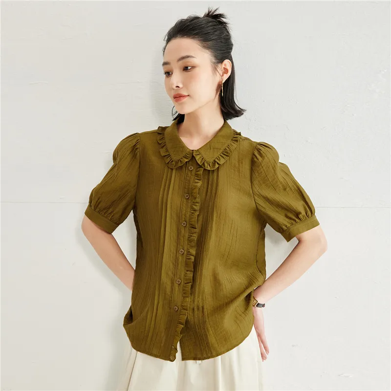 UNIQLO Shirt Women's Dark Fir Green-4