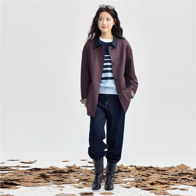 UNIQLO Trench Coat Women's Velvet Li Purple-6