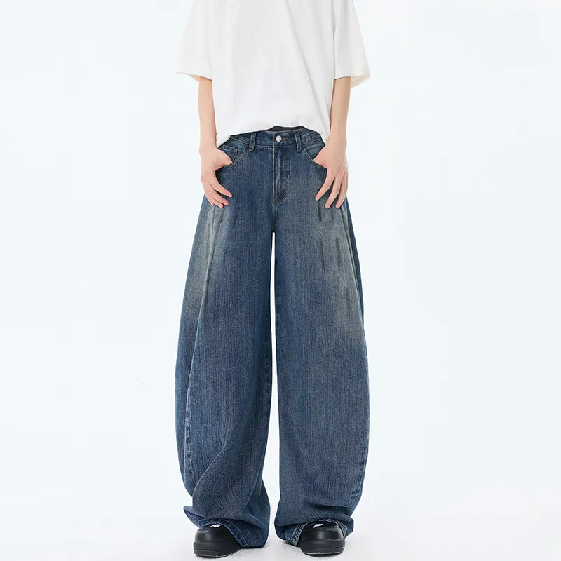 VUUG Jeans Unisex Dirty Dyed Blue Denim-2