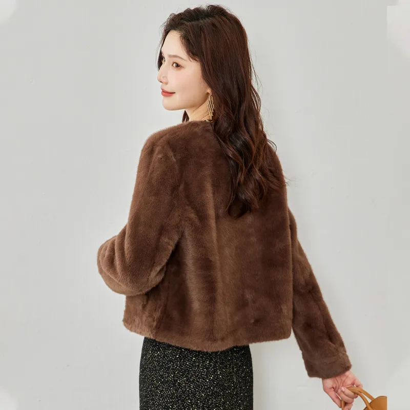 TERRE BLEUE Velvet feel Coat Women's Coffee-6