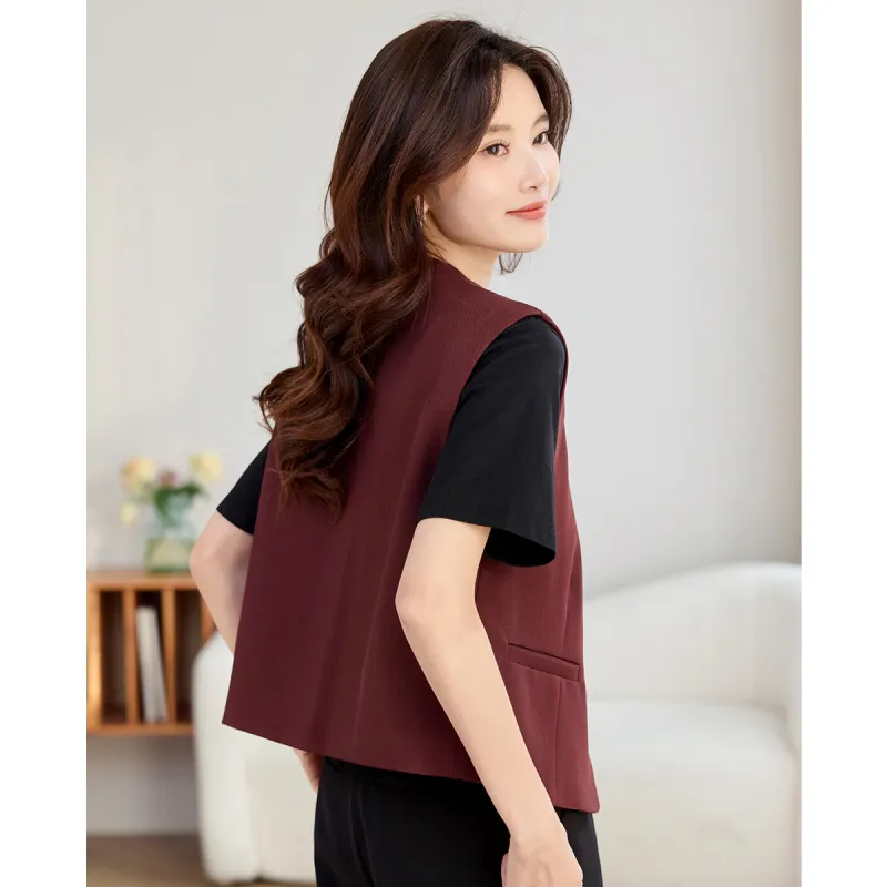 TERRE BLEUE Spring Fall Vest Loose Fit Women's-6