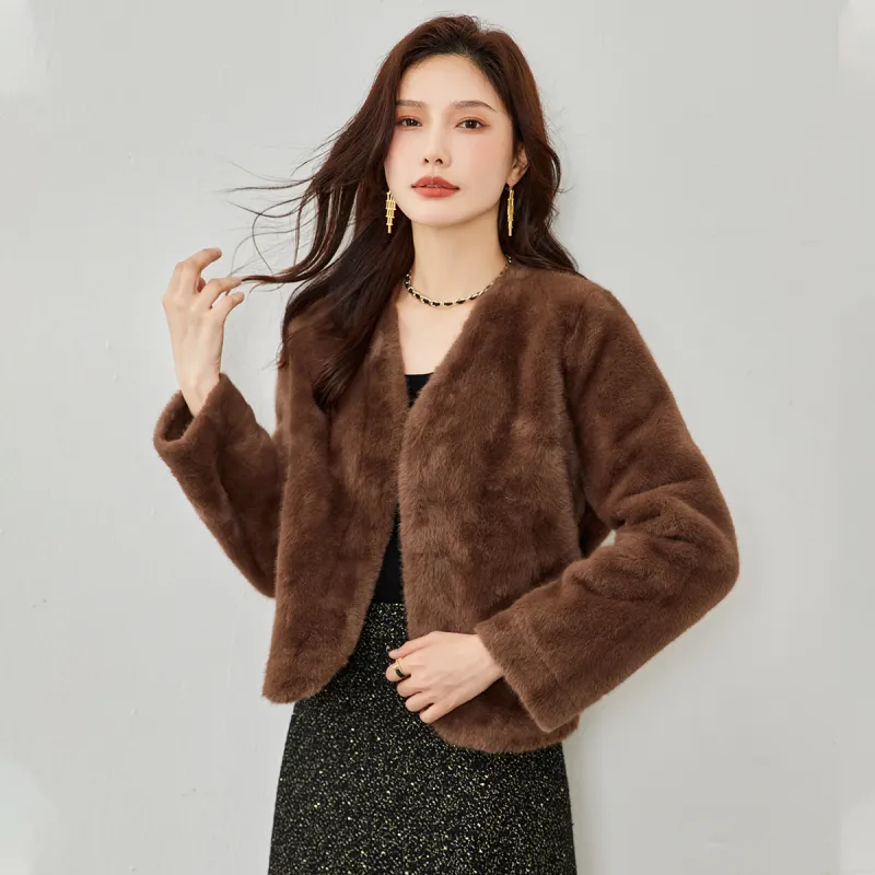 TERRE BLEUE Velvet feel Coat Women's Coffee-4