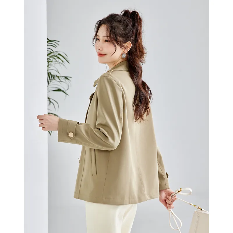 TERRE BLEUE Spring Fall Winter Trench Coat Loose Fit Women's-11