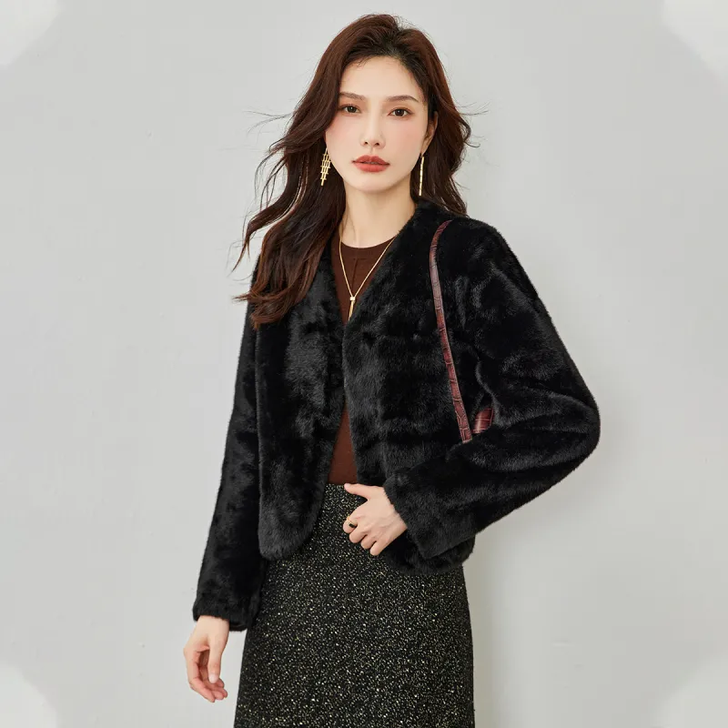 TERRE BLEUE Velvet feel Coat Women's Black-2