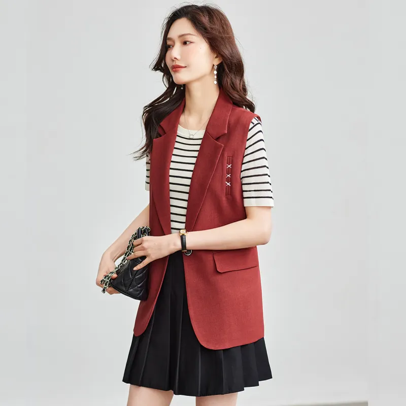 TERRE BLEUE Spring Fall Vest Loose Fit Women's-10