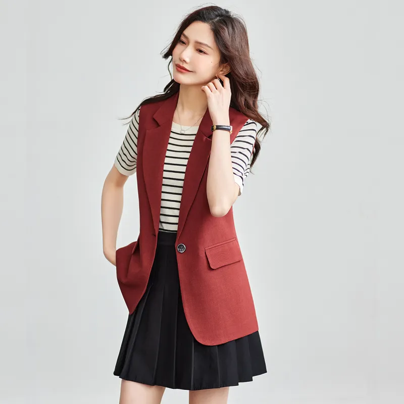 TERRE BLEUE Spring Fall Vest Loose Fit Women's-12