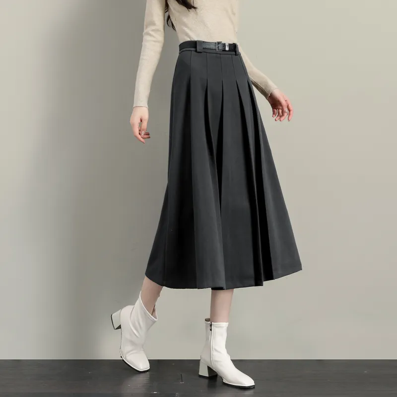 TERRE BLEUE Casual Long Skirt Women's Gray-3