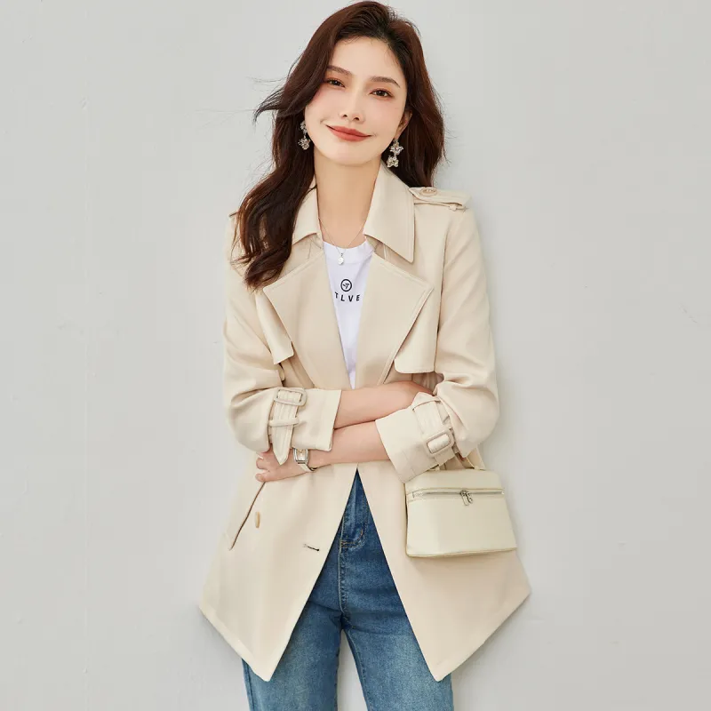 TERRE BLEUE Trench Coat Women's Ecru-5