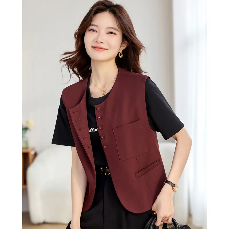 TERRE BLEUE Spring Fall Vest Loose Fit Women's-11