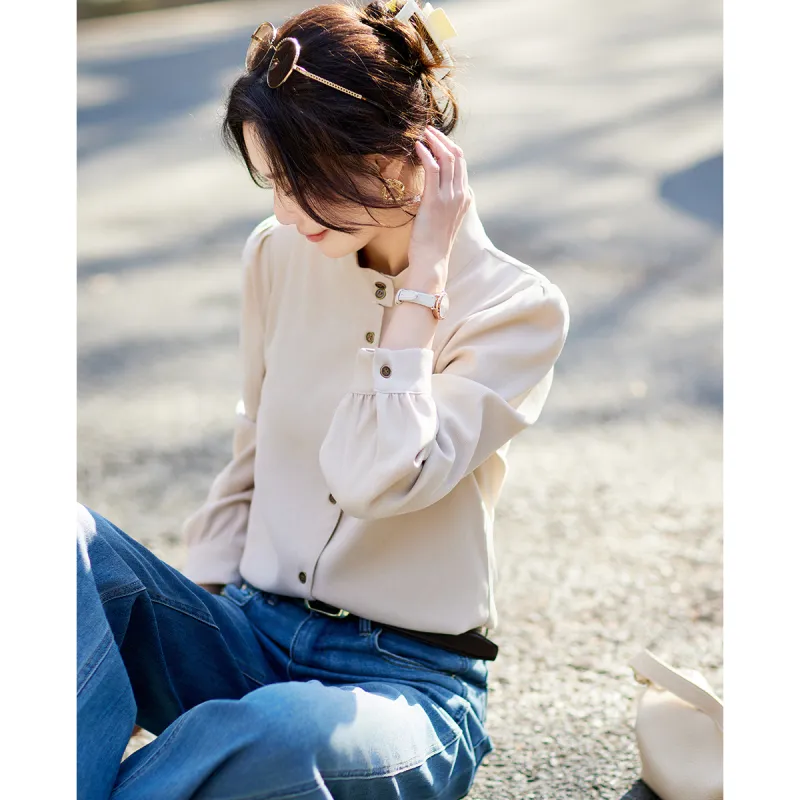 TERRE BLEUE Spring Fall Winter Shirt Loose Fit Women's-4