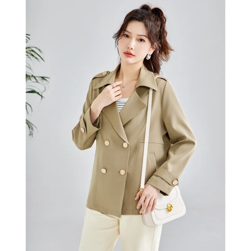 TERRE BLEUE Spring Fall Winter Trench Coat Loose Fit Women's-7