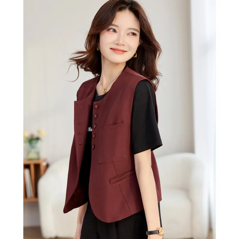 TERRE BLEUE Spring Fall Vest Loose Fit Women's-12