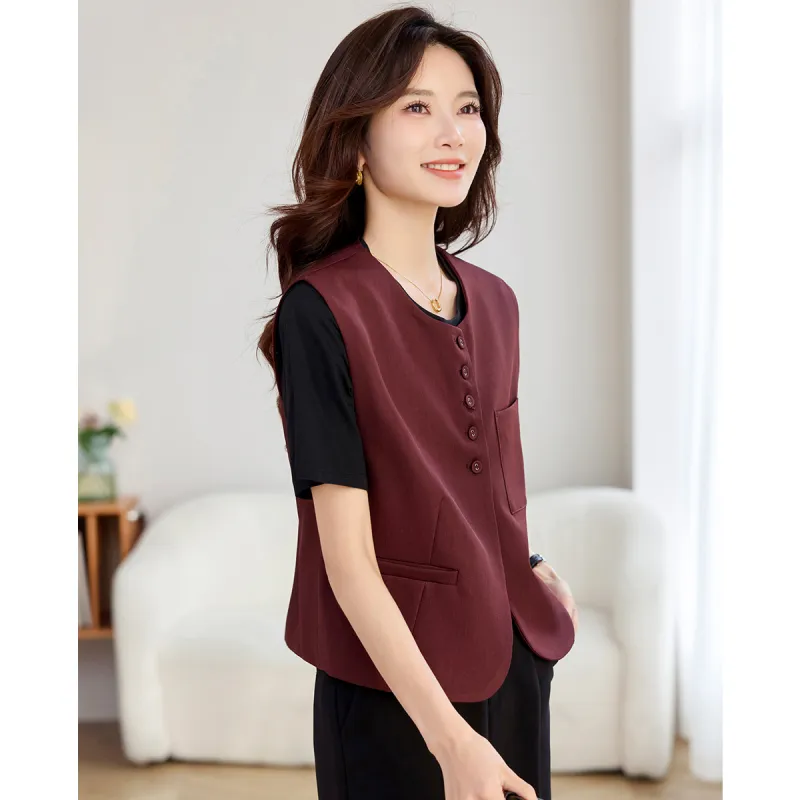 TERRE BLEUE Spring Fall Vest Loose Fit Women's-9