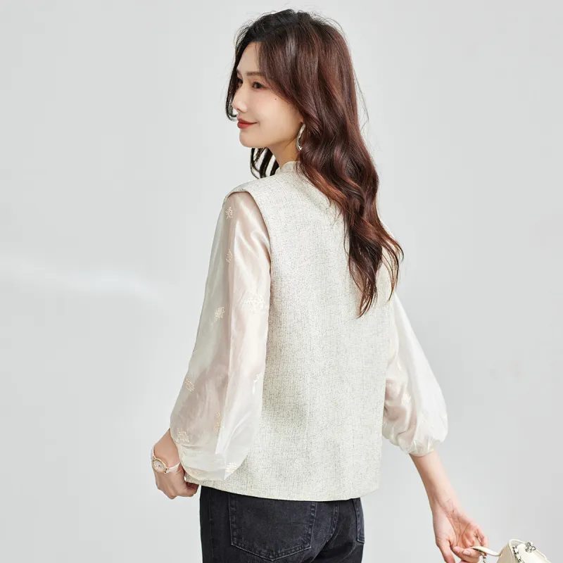 TERRE BLEUE Spring Fall Vest Loose Fit Women's-10