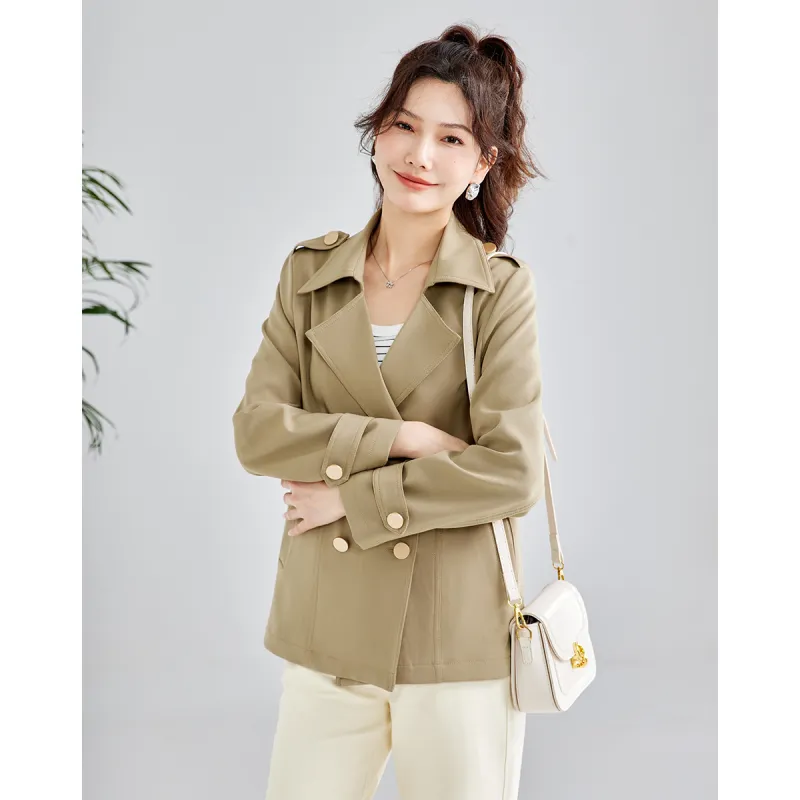 TERRE BLEUE Spring Fall Winter Trench Coat Loose Fit Women's-9
