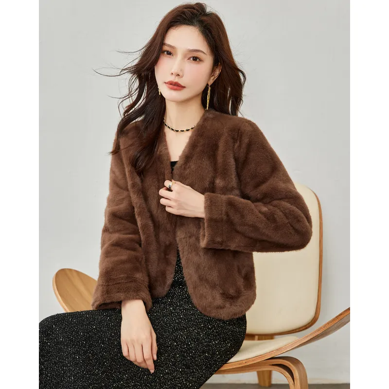 TERRE BLEUE Velvet feel Coat Women's Coffee-1