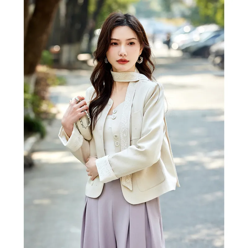 TERRE BLEUE Spring, Fall Cropped Coat Loose Fit Women's-7