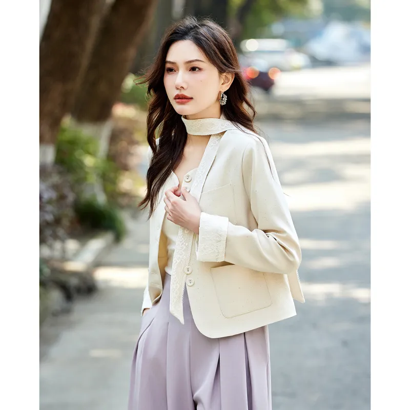 TERRE BLEUE Spring, Fall Cropped Coat Loose Fit Women's-9
