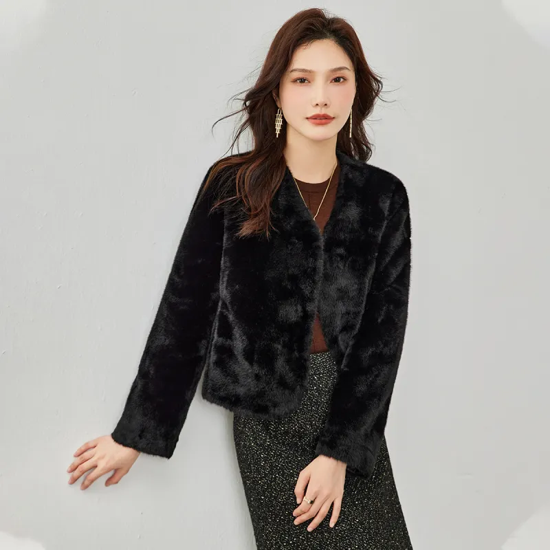 TERRE BLEUE Velvet feel Coat Women's Black-3