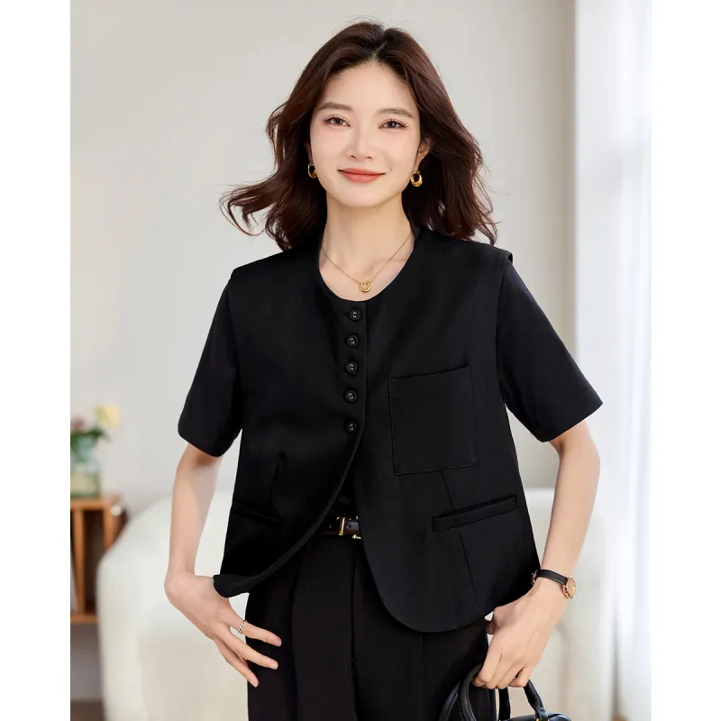 TERRE BLEUE Spring Fall Vest Loose Fit Women's-1