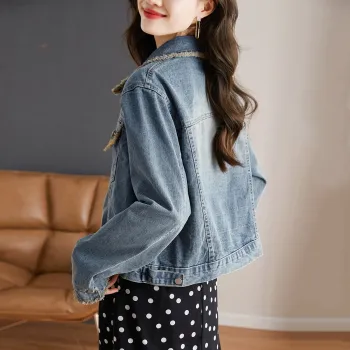 TERRE BLEUE Denim Jacket Women's Light Blue
