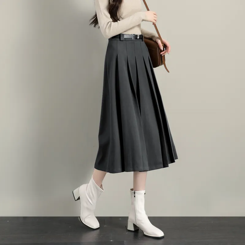 TERRE BLEUE Casual Long Skirt Women's Gray-1