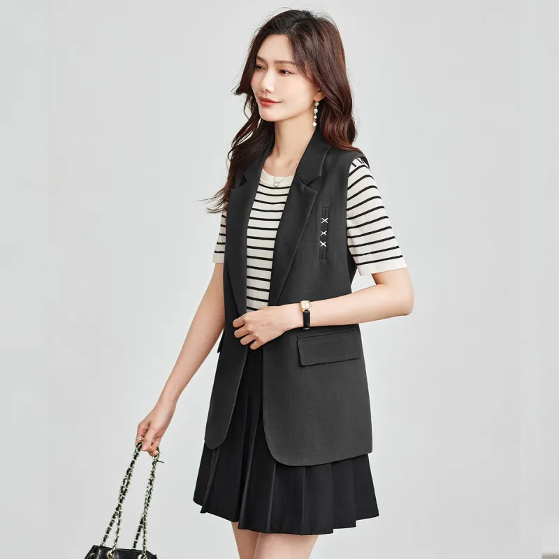 TERRE BLEUE Spring Fall Vest Loose Fit Women's-9