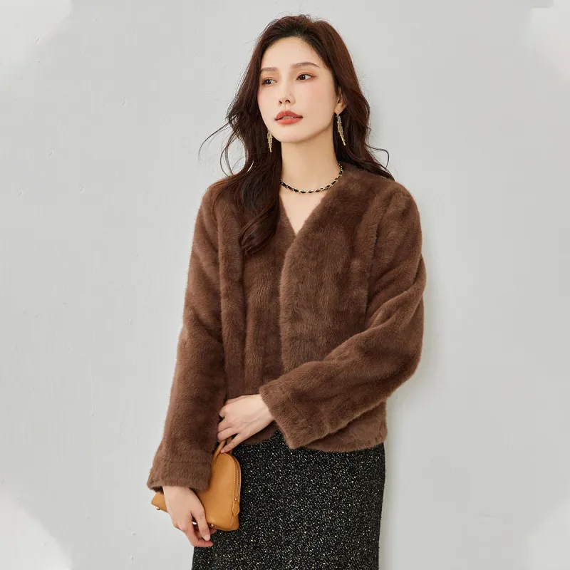 TERRE BLEUE Velvet feel Coat Women's Coffee-5