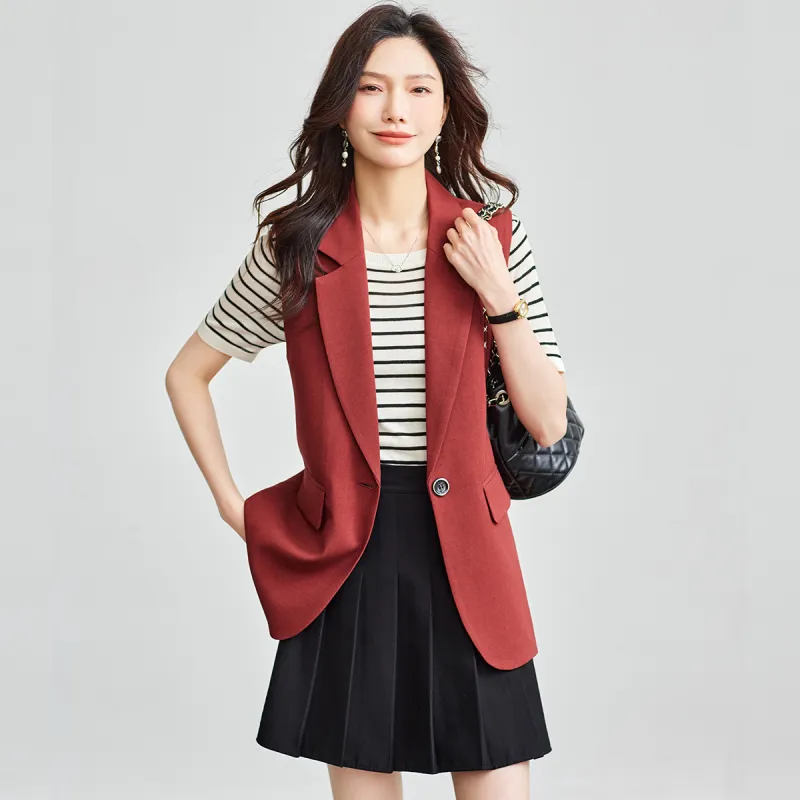 TERRE BLEUE Spring Fall Vest Loose Fit Women's-11