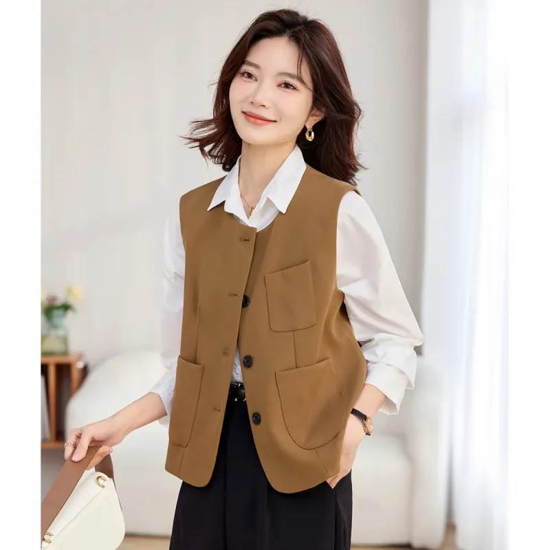 TERRE BLEUE Spring Fall Vest Loose Fit Women's-7