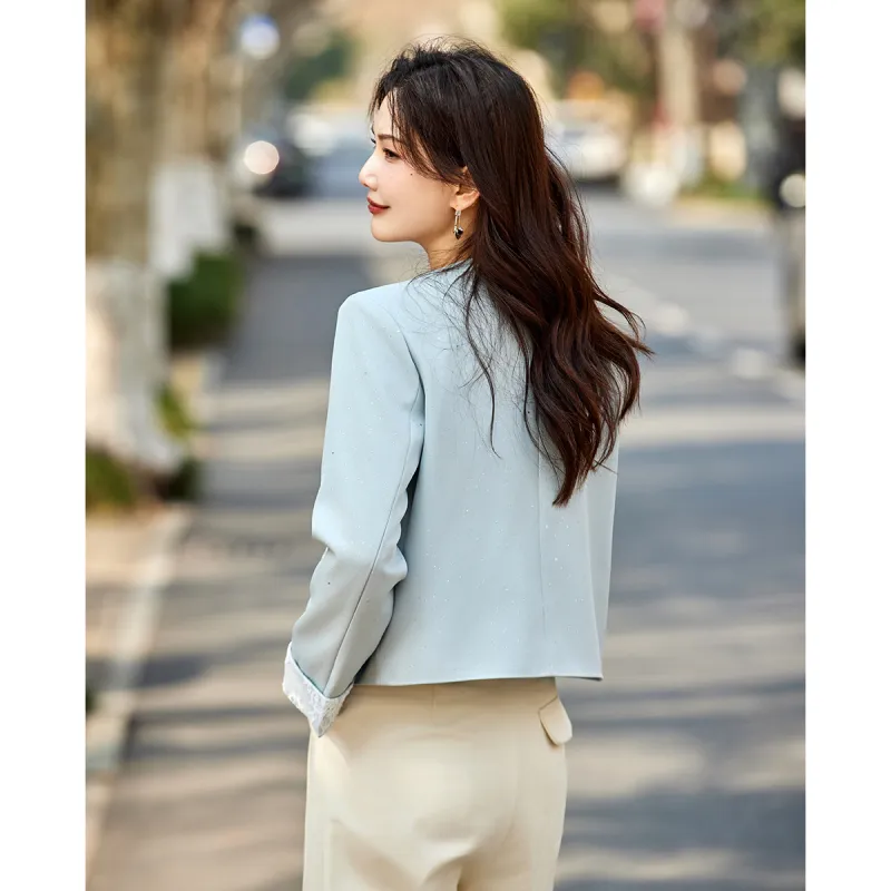 TERRE BLEUE Spring, Fall Cropped Coat Loose Fit Women's-14