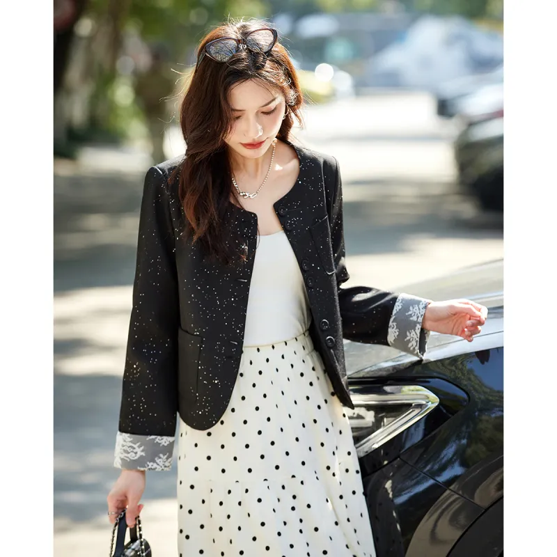 TERRE BLEUE Spring, Fall Cropped Coat Loose Fit Women's-0